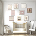 9pcs Nursery Pink Wall Art Baby Girl Canvas Wall Art Vintage Floral Prints Kids - Image 4