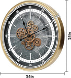 October Elf Large Real Moving Gears Wall Clock 24 Inch Vintage Industrial - Image 5
