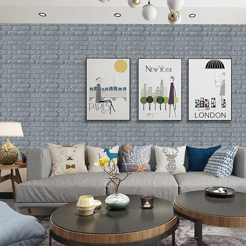 3D Wall Panels Peel and Stick 30PCS Gray Foam Brick Wallpaper - Image 2