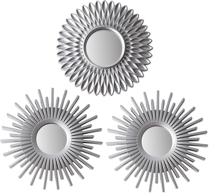 BONNYCO Wall Mirrors Pack of 3 Round Silver Mirrors by BONNYCO