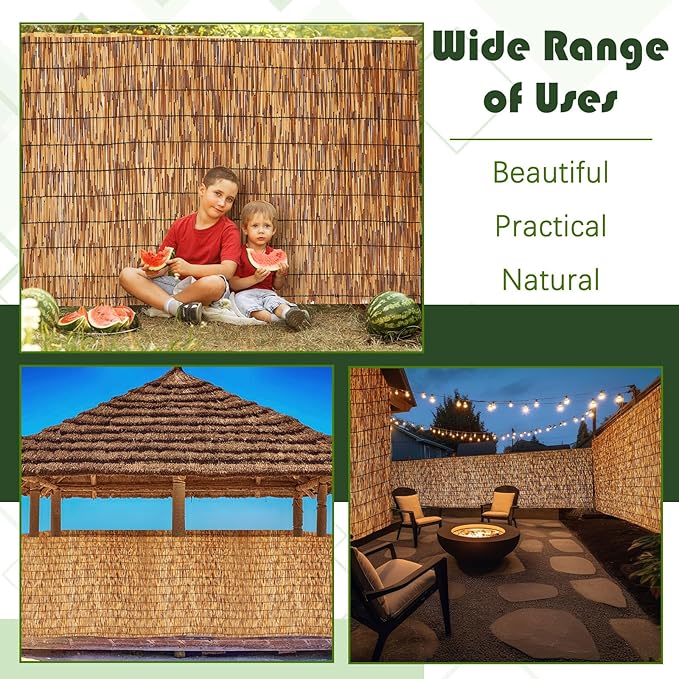 Barydat 4 Pcs 4 x 16.4 ft Reed Fence Roll, 85% Shade Bamboo Privacy Screen - Image 6