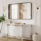 40X30 Inch Black Metal Framed Bathroom Mirror - Image 8