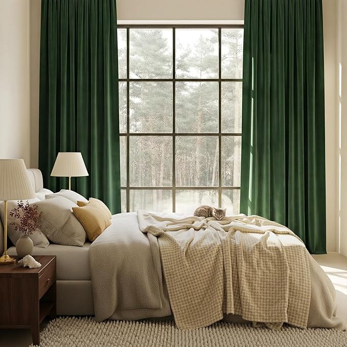 NICETOWN Dark Green Blackout Velvet Curtains by NICETOWN