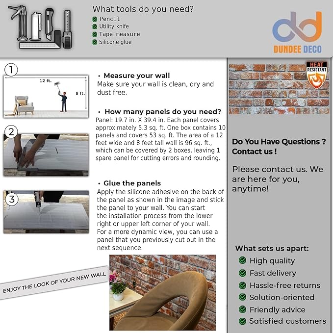 Dundee Deco 3D Wall Panels Faux Brick - Image 8