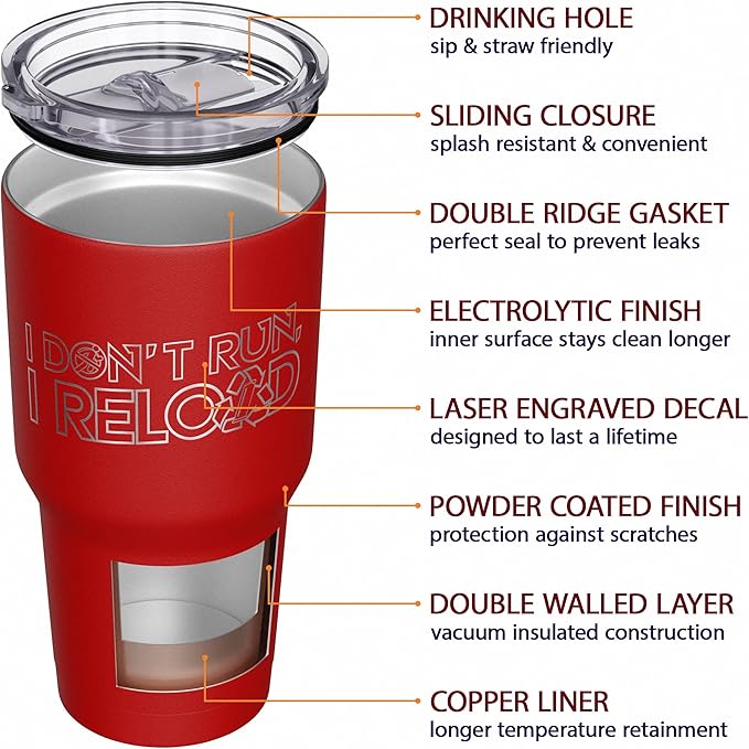 We The People Holsters - I Don't Run - Coffee Tumbler - American Flag Coffee Travel Mug - Engraved Tumbler - Double Insulated Tumbler - 30 oz