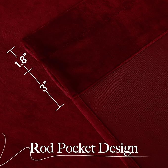 NICETOWN Red Velvet Blackout Curtains 84 inches Long 2 Panels - Image 7