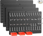 Peg Board, 8 Pack Black Peg Board Panels, 60lbs Load Capacity Each, Pegboard by Hogurity