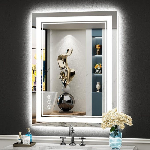 24x32 LED Bathroom Mirror with Lights, Backlit and Front Lit Anti-Fog Lighted by Awandee