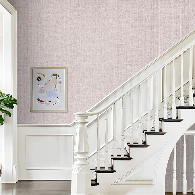 Beige Grasscloth Peel and Stick Wallpaper, Modern Textured Wallpaper 15.75inch - Image 7