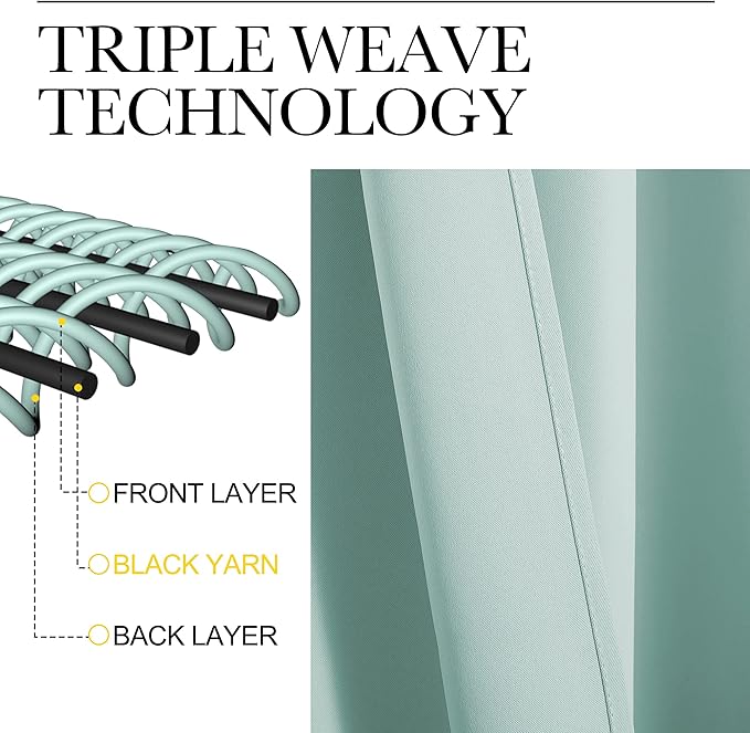 NICETOWN Aqua Blue Blackout Curtains 108" Long - Image 4