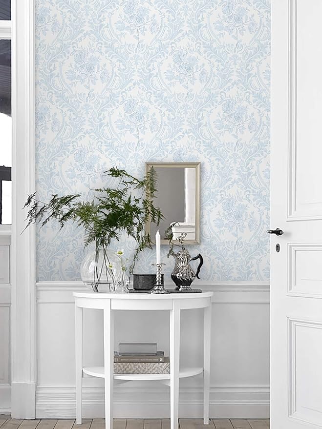 Ismoon Floral Peel and Stick Wallpaper Blue Contact Paper Boho Watercolor - Image 8