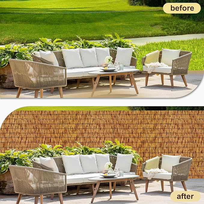 Natural Reed Fencing, Decorative Bamboo Fence Rolls Handwoven Friendly Sun Shade - Image 5
