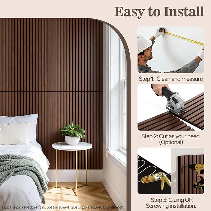 4 Pack Wood Panels for Wall, 47.24" x 23.81" Acoustic Wood Slat Wall Panel for - Image 7
