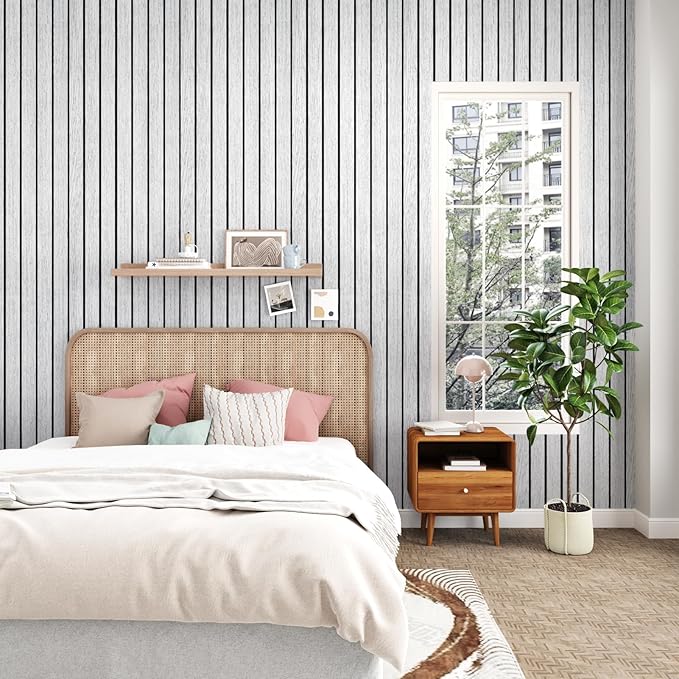 White/Grey 3D Wood Slat Panels for Walls Peel and Stick PVC Slat Wall Paneling - Image 2