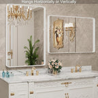 LOAAO 24x36 Inch White Metal Framed Bathroom Mirror - Image 3