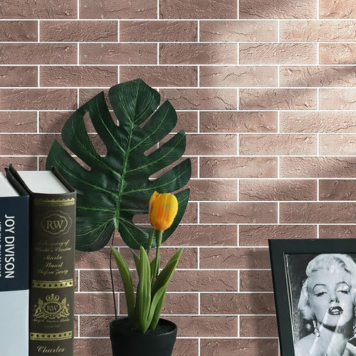 2 Red/Brown Thin Brick Wall Tiles, Clay Manufactured Faux Brick Veneers - Image 2