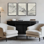 Framed Black and Beige Abstract Wall Art, 3 Piece Modern Canvas Prints by Cuspin