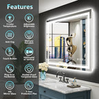44x30 LED Bathroom Mirror with Lights, Backlit and Front Lit Anti-Fog Lighted - Image 2