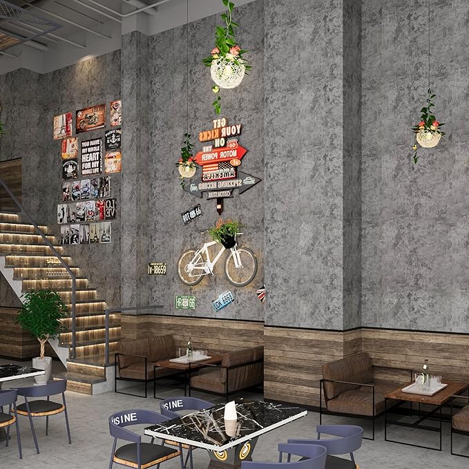 BAYYA Concrete Wallpaper Peel and Stick Grey/Brown/Beige Cement Contact Paper - Image 3