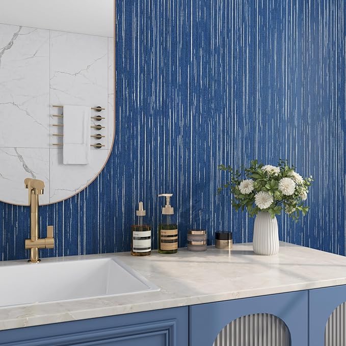 Livelynine 15.8x394 Navy Blue Peel and Stick Wallpaper Dark Indigo Textured - Image 2