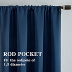 IGEMAEVE Blackout Curtains 90 Inch Length 2 Panels Set, Rod Pocket Energy - Image 2