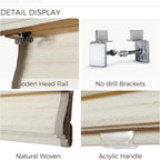 TWOPAGES Natural Woven No Drill Roman Shades, Custom Cordless Blackout Bamboo - Image 5