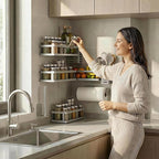 PUSDON 5-in-1 Shower Caddy & Kitchen Organizer Set, Wall Mount Wide Spice Rack - Image 2