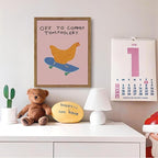 Framed Off to Commit Tomfoolery Wall Art, Vintage Fun Chicken Canvas Print - Image 6