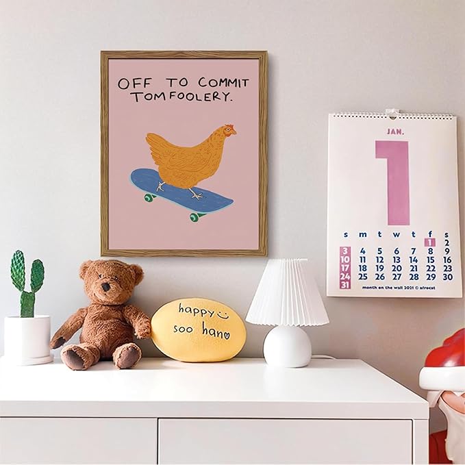 Framed Off to Commit Tomfoolery Wall Art, Vintage Fun Chicken Canvas Print - Image 8