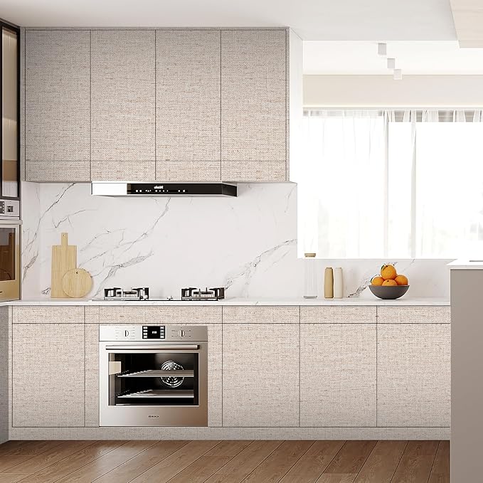 15.75"x393.7" Beige Wallpaper Peel and Stick Removable Grasscloth Textured Wall - Image 5