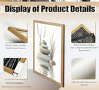 Wooden Frame Zen Stone Canvas Wall Art, Stacked Stones in Water Poster Print. - Image 4