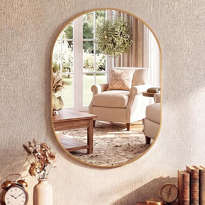DUMOS 20" x 30" Oval Bathroom Mirror, Tempered Glass, Morden Vanity Mirror by DumosLifestyle
