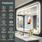 50x36 LED Bathroom Mirror with Lights, Backlit and Front Lit Anti-Fog Lighted - Image 2