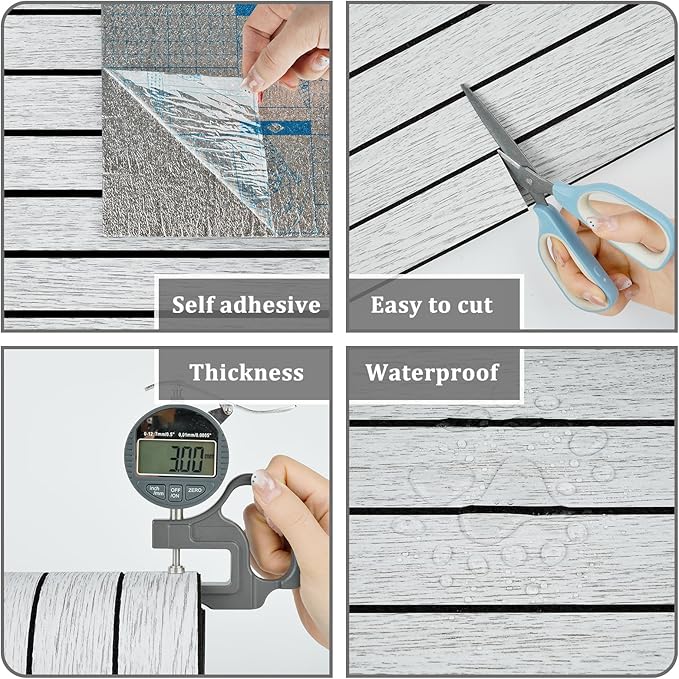 White/Grey 3D Wood Slat Panels for Walls Peel and Stick PVC Slat Wall Paneling - Image 4