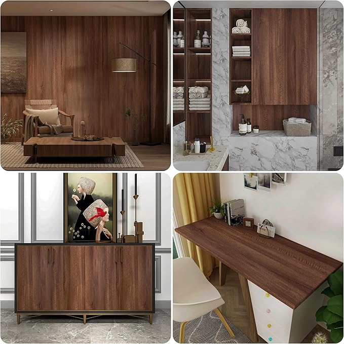 Walnut Wood Contact Paper 31x157 inch Wood Peel and Stick Wallpaper Matt Thick - Image 6