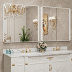 LOAAO 30x30 Inch White Metal Framed Bathroom Mirror - Image 4