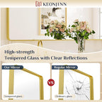 Keonjinn Gold Bathroom Mirror for Over Sink, Large Rounded Rectangle Gold - Image 4