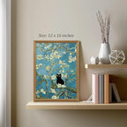 Fantasy Artists Van Gogh's Almond Blossom Funny Black Cat Canvas Wall Art - Image 2