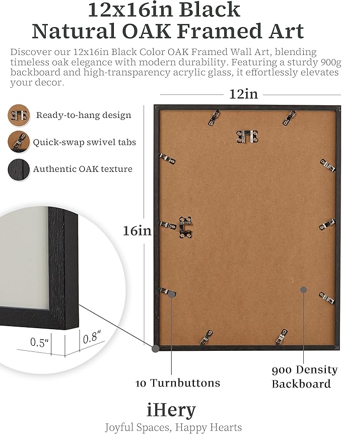 iHery Premium Natural Black OAK Wood 12x16in No Panic Just Disco Trendy Framed - Image 6
