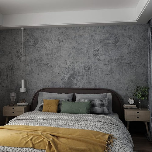 3yecao 24"×591" Large Size Dark Blue Grey Concrete Wallpaper Peel and Stick by 3YECAO