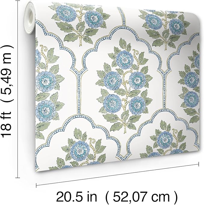 NuWallpaper x Society Social Floral Bazaar Green and Blue Peel and Stick - Image 6