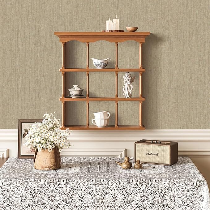 Grasscloth Peel and Stick Wallpaper Beige Brown Textured Wallpaper 15.7inch x - Image 7