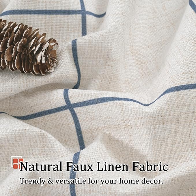 Lajode Navy Blue Plaid Curtains Pattern Printed 90 Inches Long - Image 5