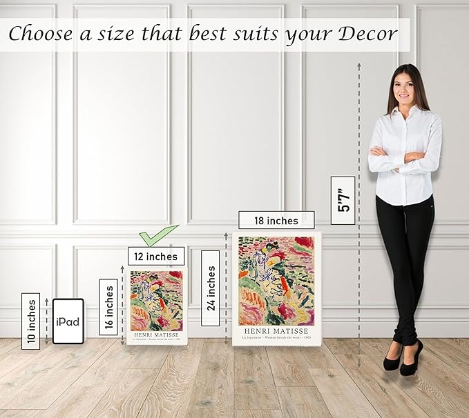 Induslyfe Framed Retro Vintage Wall Art Canvas Decor Set of 3, Matisse Prints - Image 2