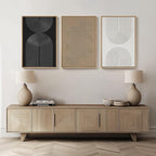 Large Framed Black and White Neutral Abstract Wall Art, 3 Piece Minimalist - Image 4