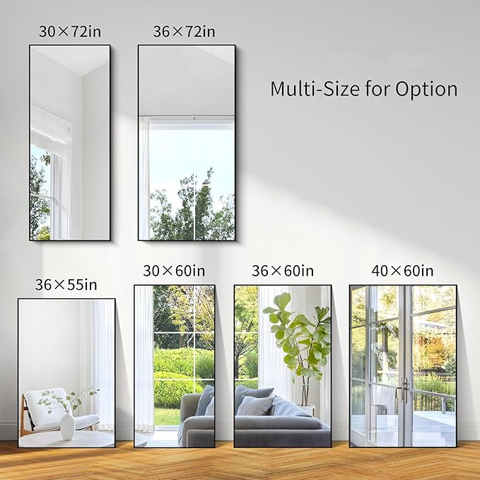KOCUUY Bathroom Mirror, 30x55 Inch Large Black Mirrors - Image 10
