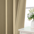 CUCRAF Beige Blackout Curtains 63 inch Length 2 Panels Set, Rod Pocket Room - Image 6