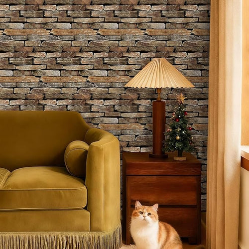 3D Faux Stone Wall Panels Peel and Stick, Stone-Look Textured Wall Sticker - Image 2