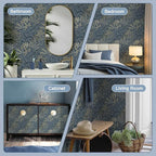 Safiyya Blue Vintage Floral Wallpaper Peel and Stick Contact Paper 17.3" x 197" - Image 5