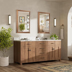 24x36 Inch Bathroom Mirror for Wall, Anti-Rust Walnut Wood Grain Metal Framed - Image 3